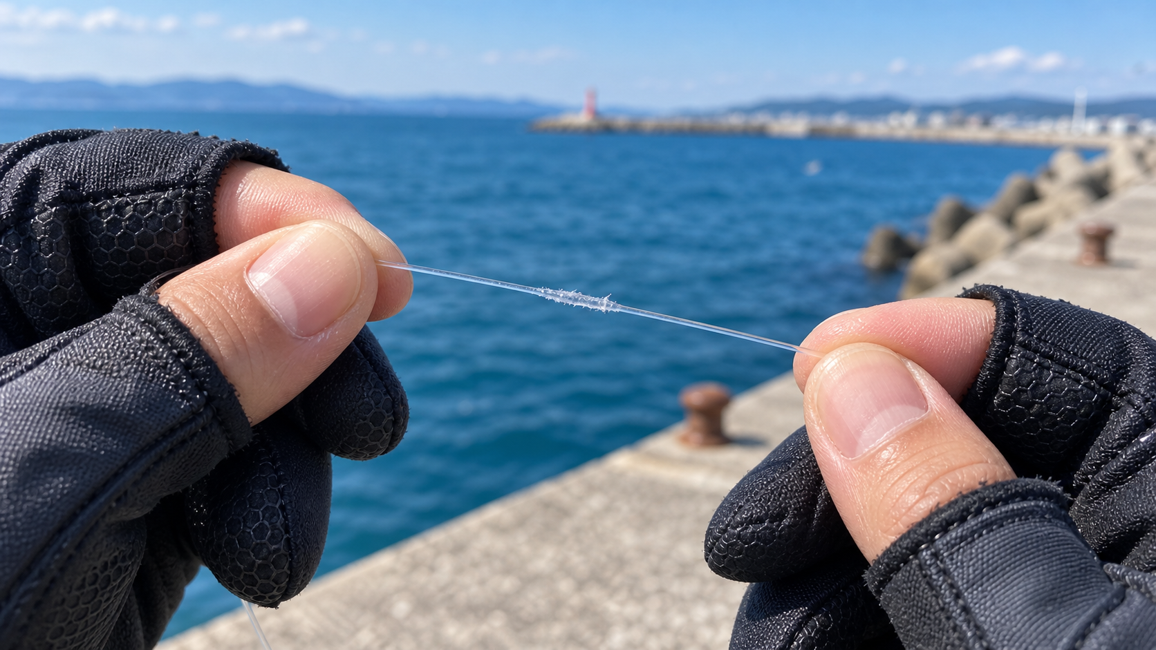 白く擦れたフロロリーダーを指先で確認する様子