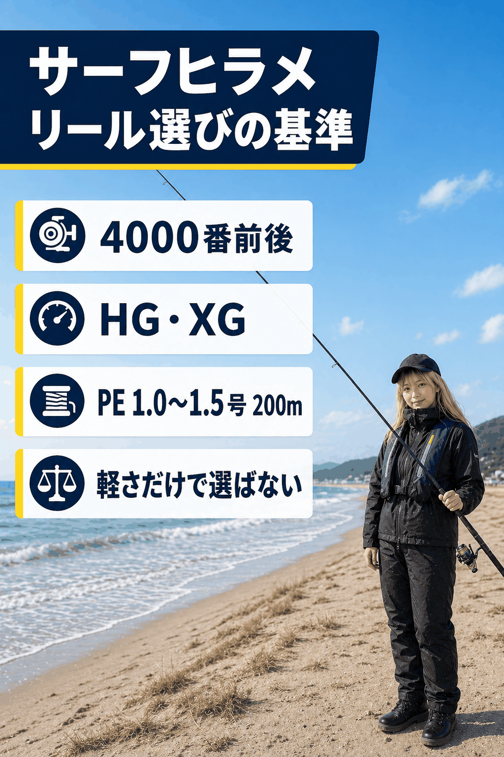 サーフヒラメ用リール選びの基準