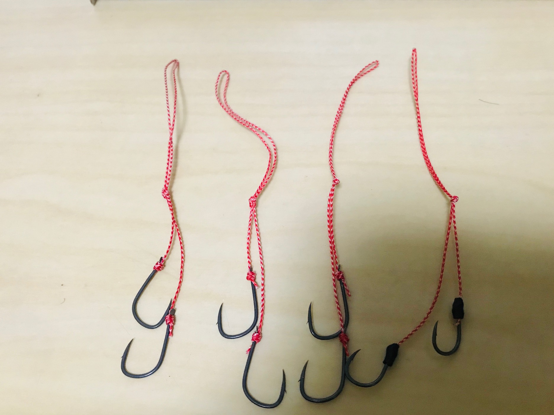 長さと段差を変えて作ったタイラバ用の2本針フック