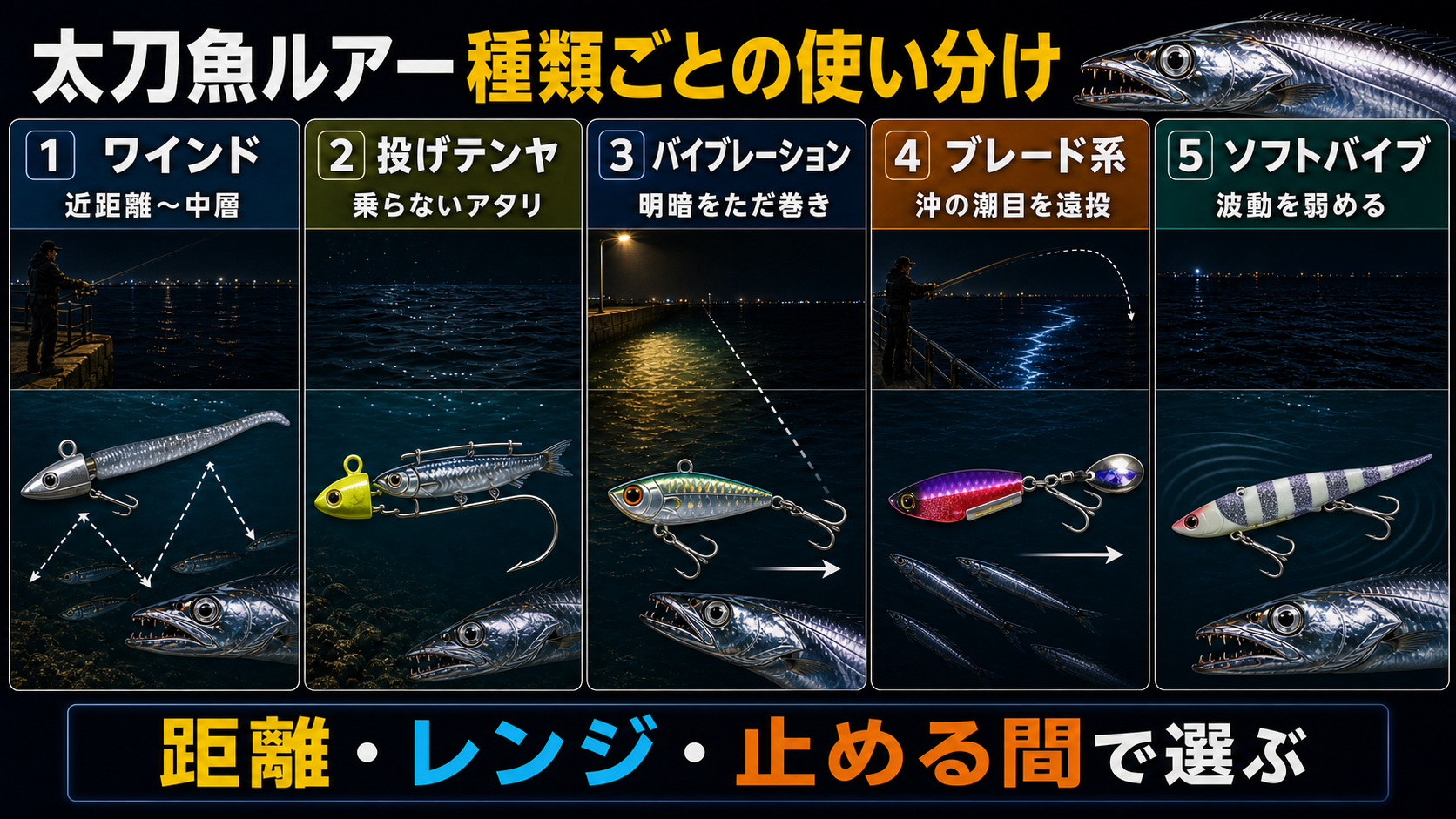 太刀魚ルアー種類ごとの使い分け