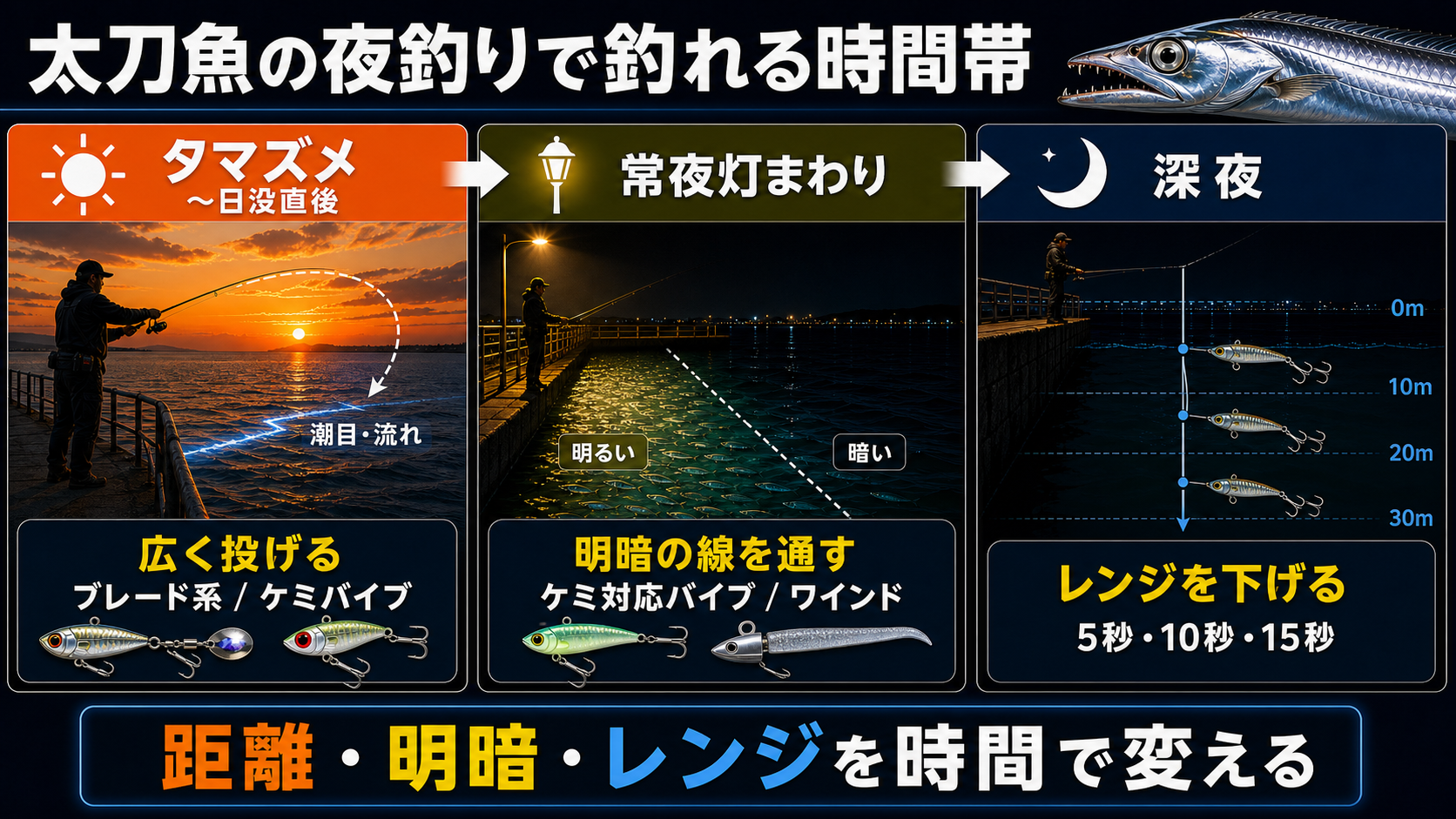 太刀魚の夜釣りで釣れる時間帯
